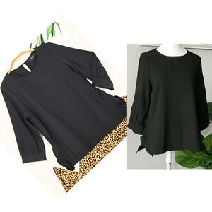 New COA Jewel Neck Crepe Blouse Ruffle Sides